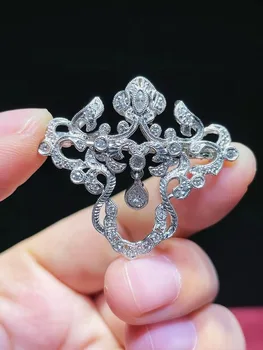 vintage luxury jewelry natural real diamond brooch & pendant double use pt900 platinum genuine fine women jewelry free shipping