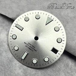 Silver/Gold/Black/Blue/Grey Luminous Date Window Watch Dial, 28.5mm, (Silver White)
