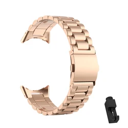 Stainless Steel No Gaps Metal Strap Replacement Bracelet for Google Pixel Watch (Rose gold)