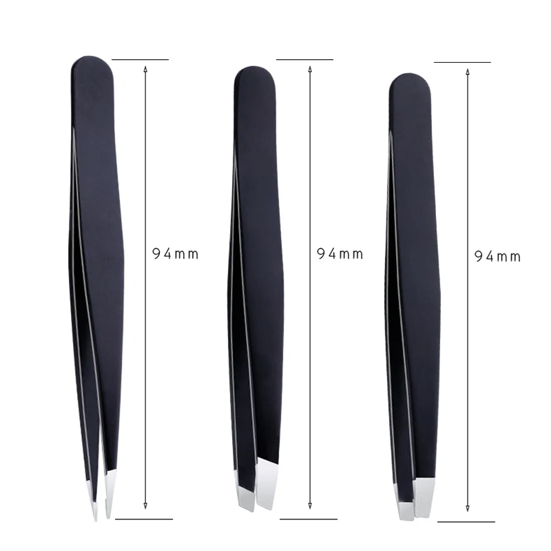 DUcare professional tweezers for eyebrows lash twizzer Stainless Steel Eyelash Extension Classic Slant 3pc Hair removal tweezers 5
