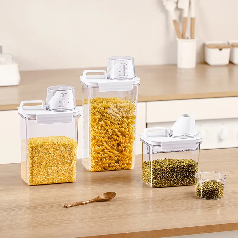 1100ml 1800ml 2300ml Airtight Food Storage Container Reusable Laundry Detergent Dispenser for Grains Rice Flour Kitchen Pantry