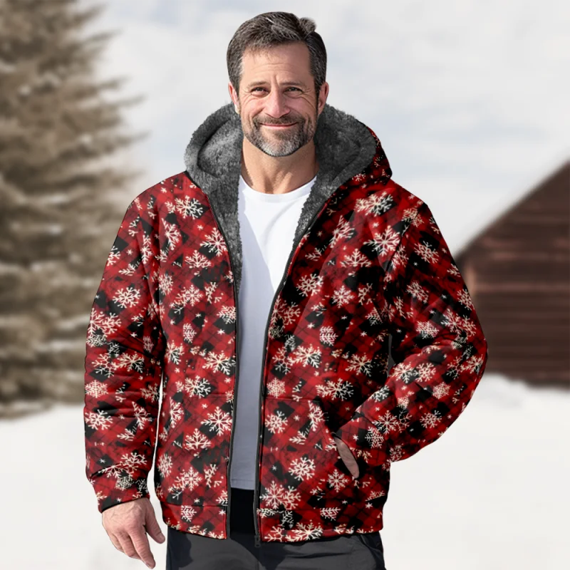 New Creative Cotton Coat Hooded Sweater Casual Print Men's Fur Loop Arctic Velvet Zipper Patch Pocket Hooded Sweater a15