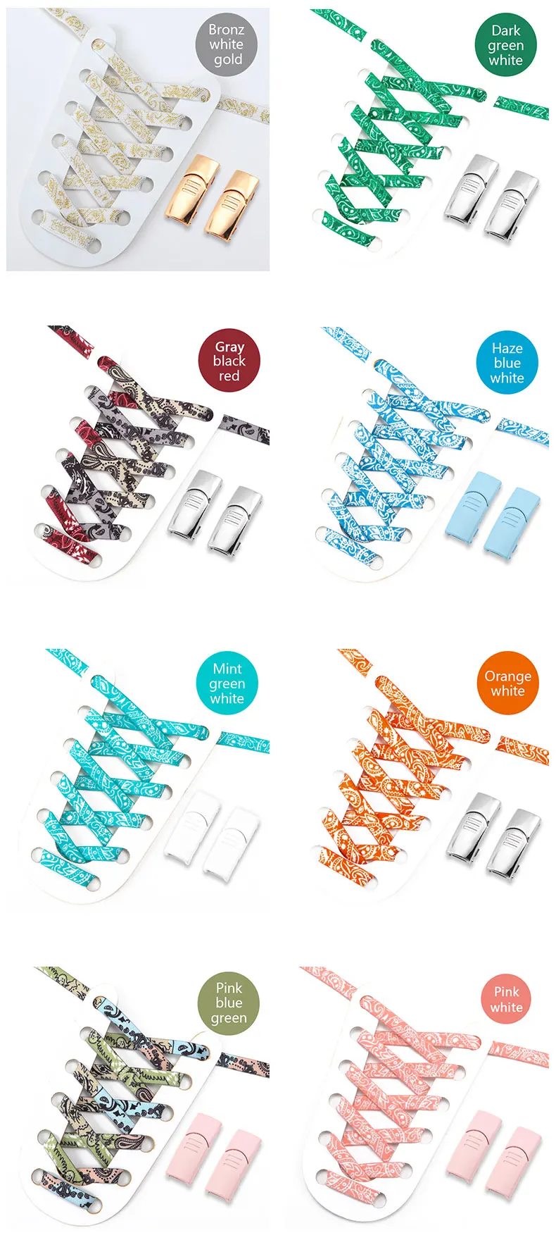 1Pair Magnetic Lock Shoelace Without ties Colorful Flower No tie Shoelaces Kids Adult Elastic Laces Sneakers Shoe Accessories