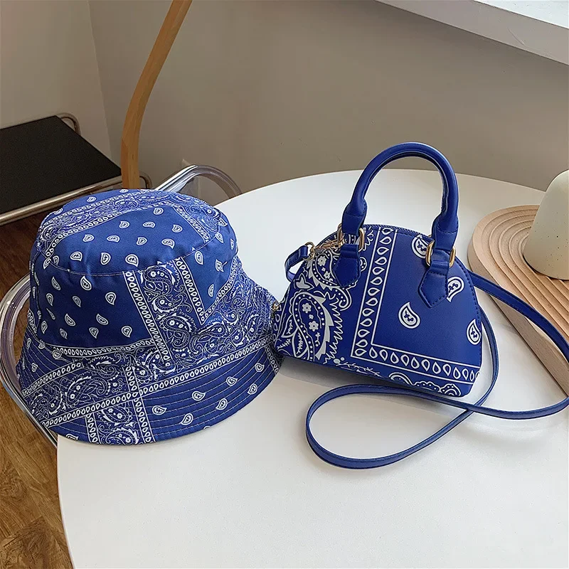 Retro PU Leather Women's Shell Bag Summer Cashew Flower Ladies Shoulder Crossbody Bag Female Set Small Top Handle Bags Handbags