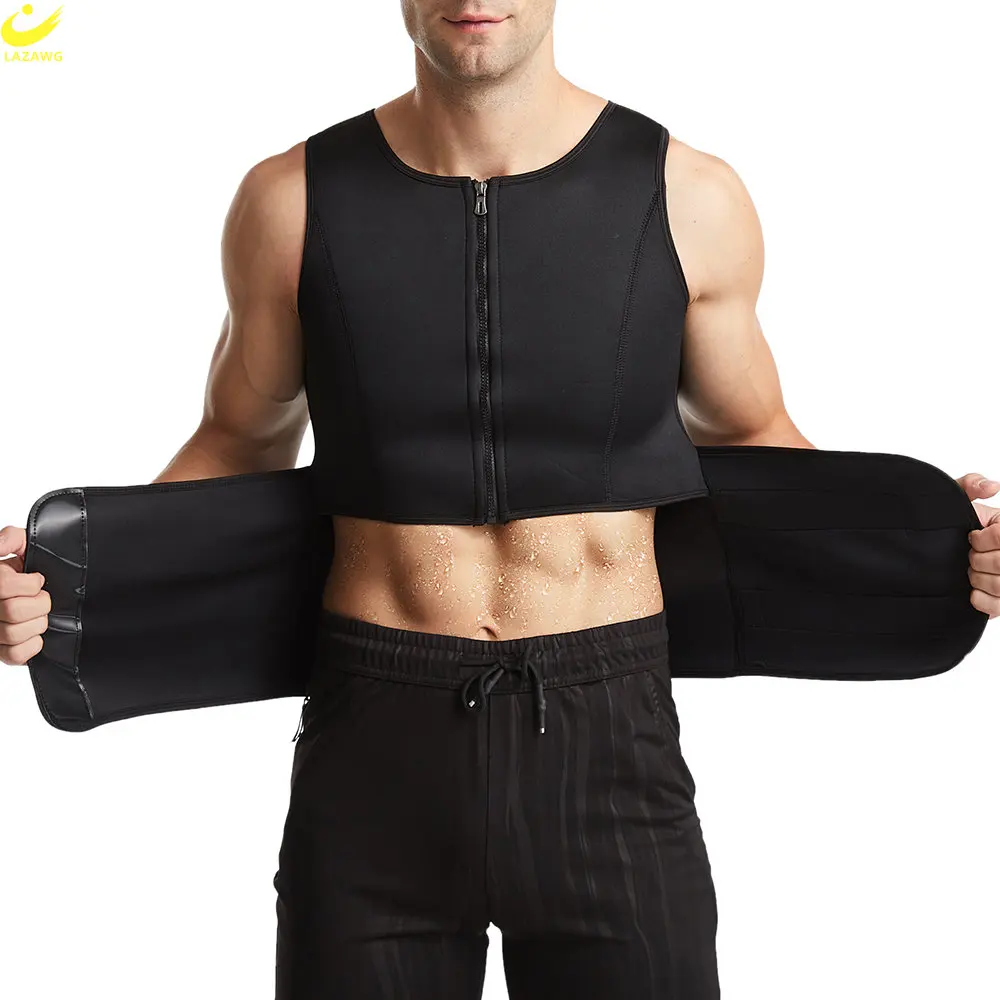 LAZAWG Sauna Vest for Men Neoprene Sweat Tank Top Weight Loss Top Thin Fat Burner Sportwear Slimming Sleeveless Body Shaper Gym