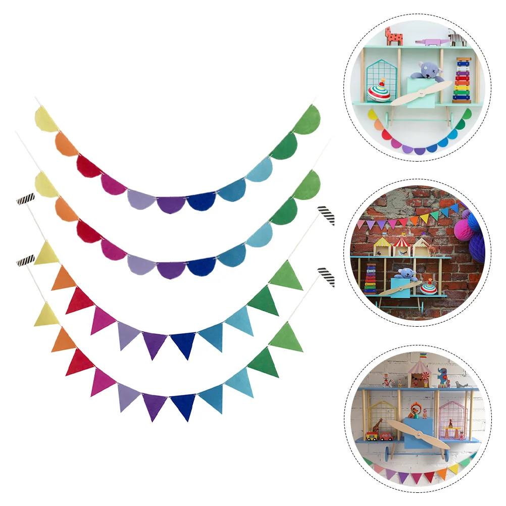 

4 Pcs Heart Circle Wall Decoration Weddings Party Garlands Triangle The Bunting Banner Cotton Rope Rainbow Banners Semicircle