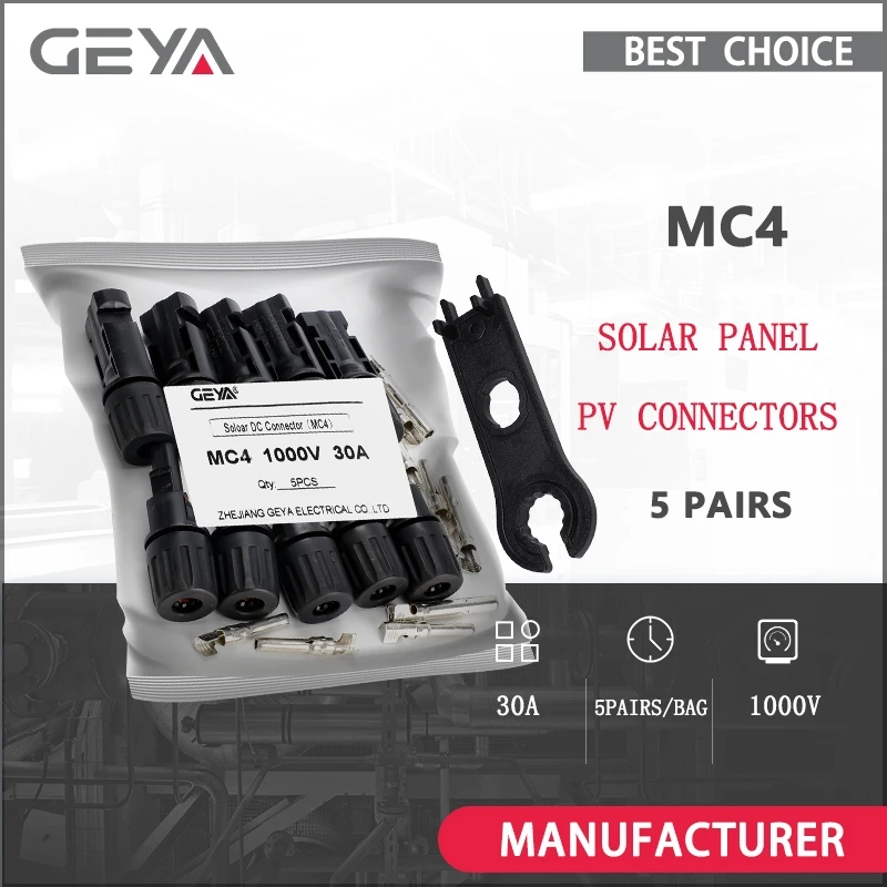 5Pairs Solar Connector 1PCS Spanner Male Female 30A 1000VDC Solar Panel Branch Connectors for PV Cable 2.5/4mm2