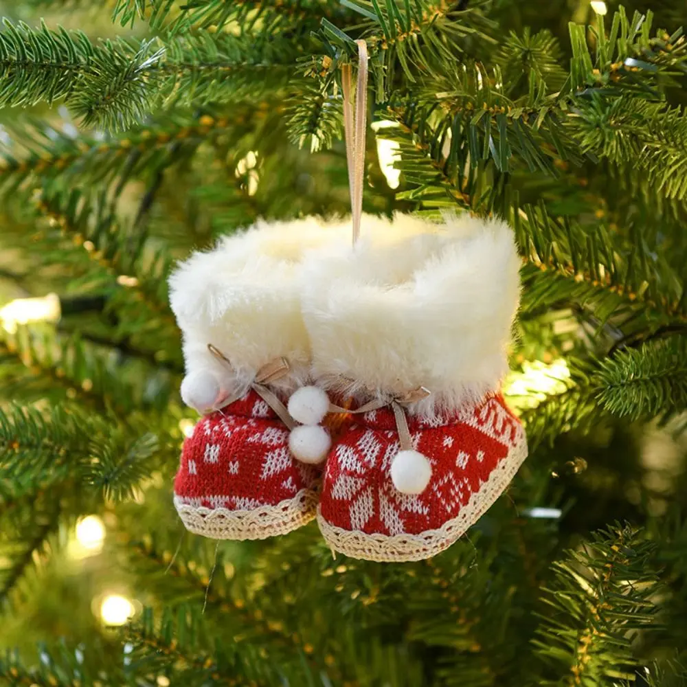 Ciondolo decorativo per stivali di natale appeso morbido peluche ciondolo per albero di natale peluche/forma di stivali di stoffa