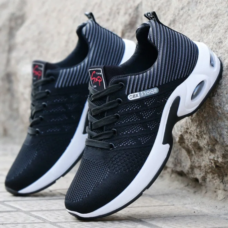 Men Casual Sport Shoes Breathable Lightweight Sneakers Outdoor Mesh Black Running Shoes Athletic Jogging Tenis Walking Shoes