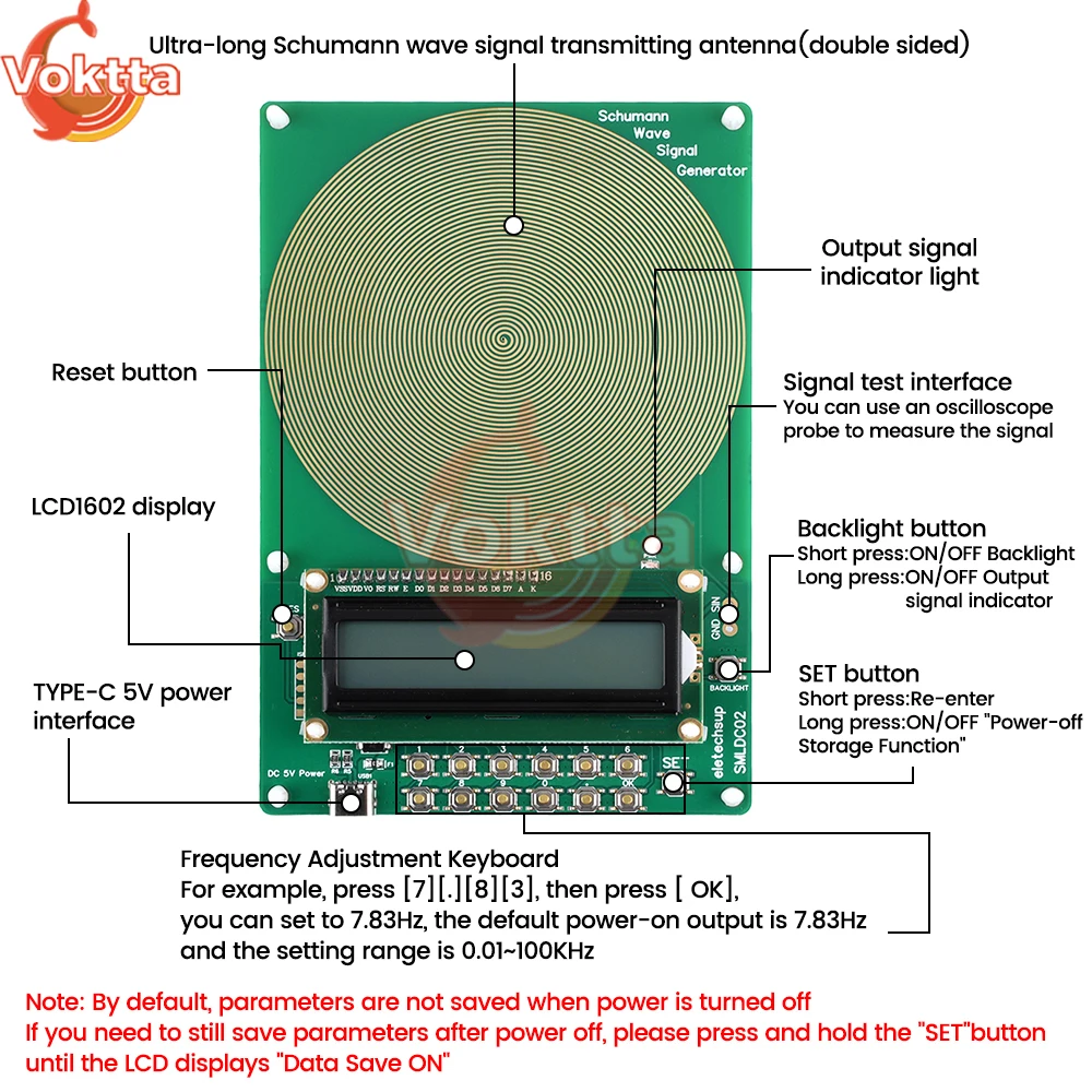 DC 4-15V 7.83Hz Schumann Wave Generator 0.01Hz~100000Hz Pure Sine FM Signal Generator Audio Resonator Sine Pulse Wave Generator 6