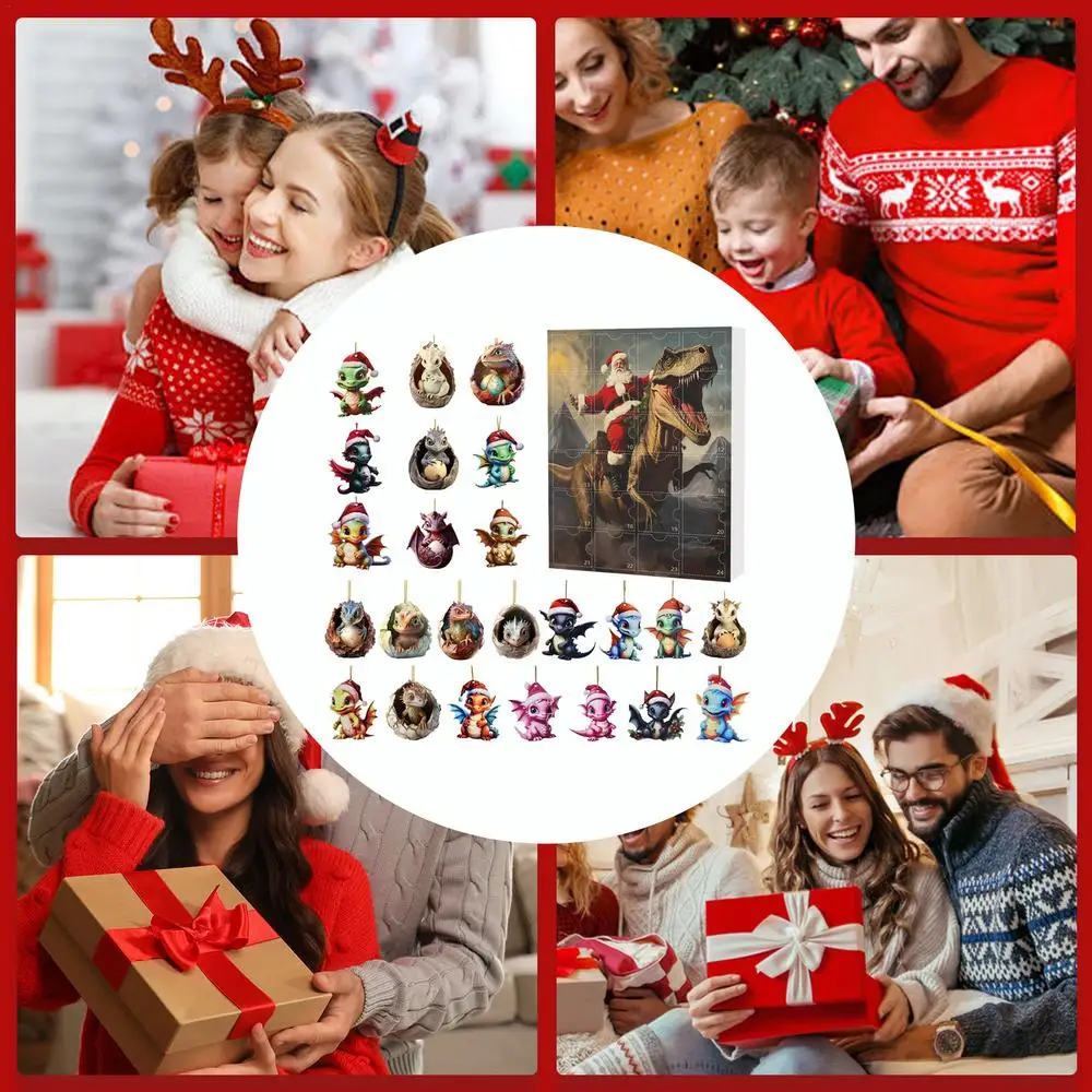 Description Picture 2 of itemCute Christmas Advent Calendar Christmas Dinosaur Egg Advent Calendar Funny Window Decoration Cartoon Festival Colorful Door