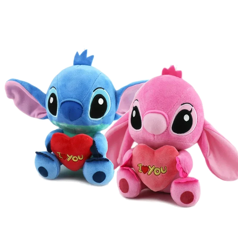 thumbnail image 1 of Divertidas muñecas de peluche de Stitch de Disney de dibujos animados en azul y rosa, juguetes de anime, Lilo y Stitch, juguetes de peluche de Stitch, regalos de Navidad para niños, 1 of 5