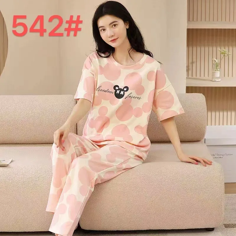 Pyjamas Set for Women‘s Short Sleeve Long Pants Student Casual Cartoon Bear Sweet Cuet Sleepwear Loungewear Romantic Nightwear 6
