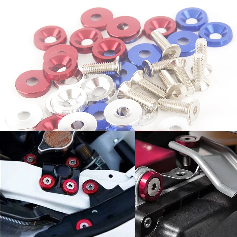 Car accessories auto fasteners auto accessories 10/ set M6 car modification screw gasket bolt aluminum fender bumper washer photo engine compartment screw set