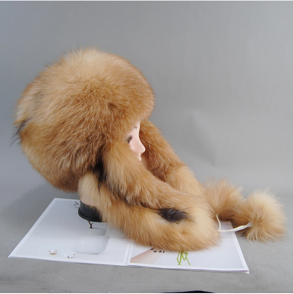 New Fur Hat for Women Natural Fur Hats Warm Ears Fashion Cap  display picture 2