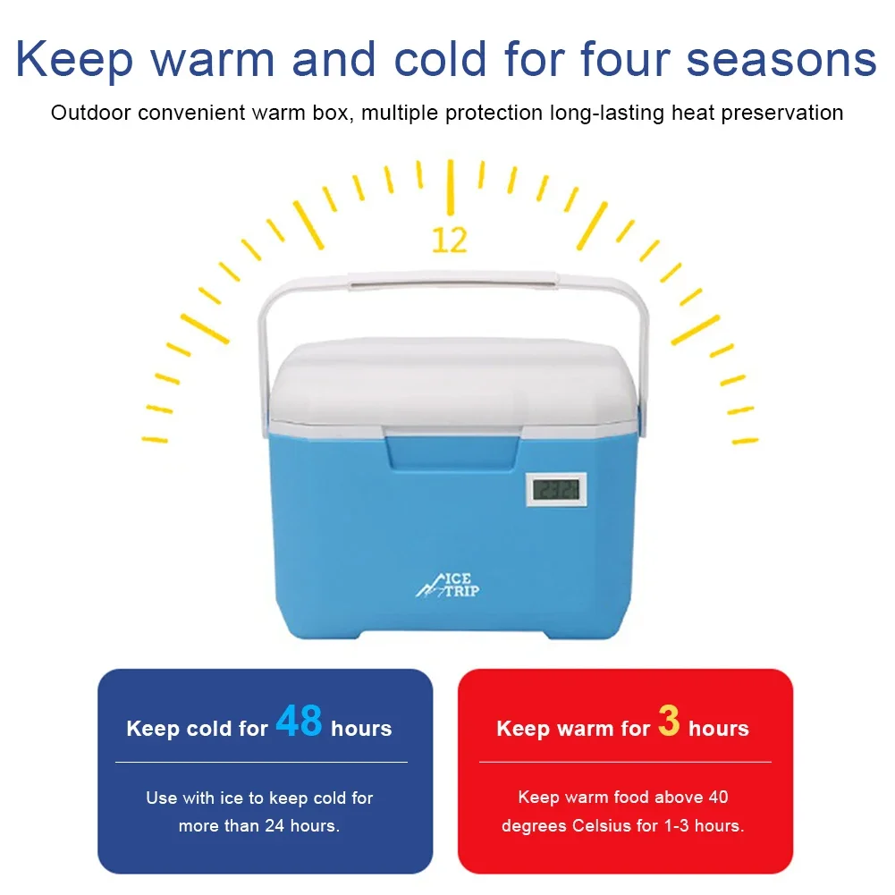 Cooler Bag Outdoor Refrigerator 6L Portable Cool Box Large Capacity Insulated Freezer Multifunction Insulated Portable Cooler with Thermometer for Work Travel