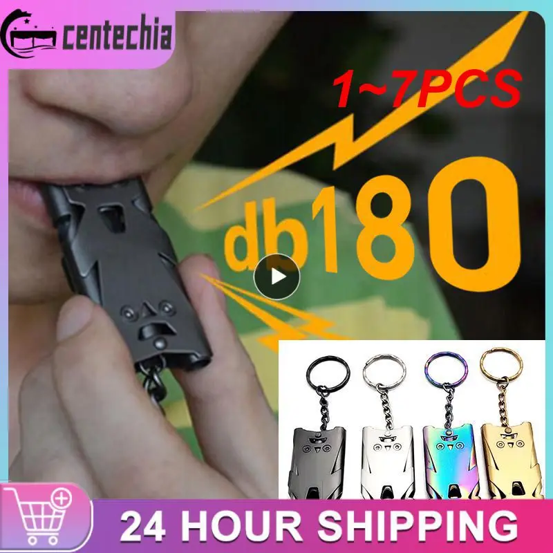 

1~7PCS Portable Whistle Stainless Steel High Decibel Triple Pipe Outdoor Life-Saving Emergency SOS Survival Whistle Keychain