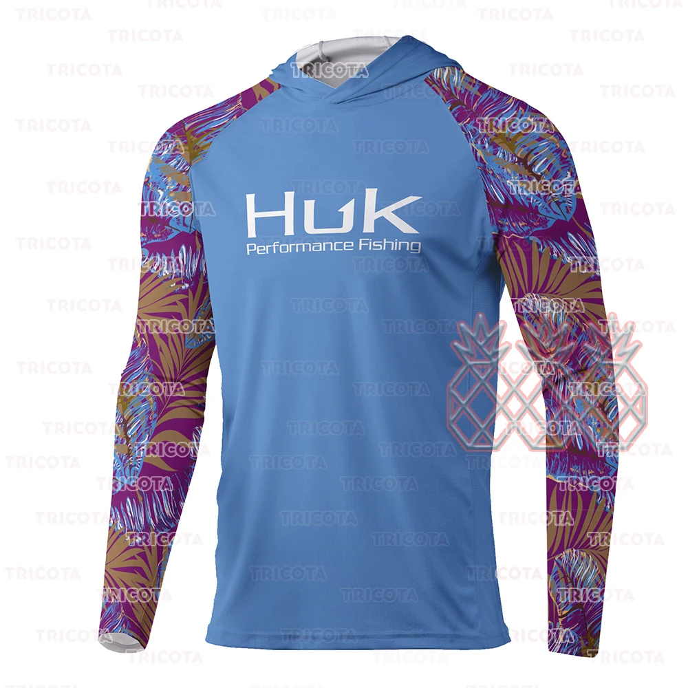 

HUK Fishing Hooded T-shirts UPF 50+ Breathable Fishing Clothing Outdoor Men Long Sleeve Quick Dry Angling Tops Camisa De Pesca