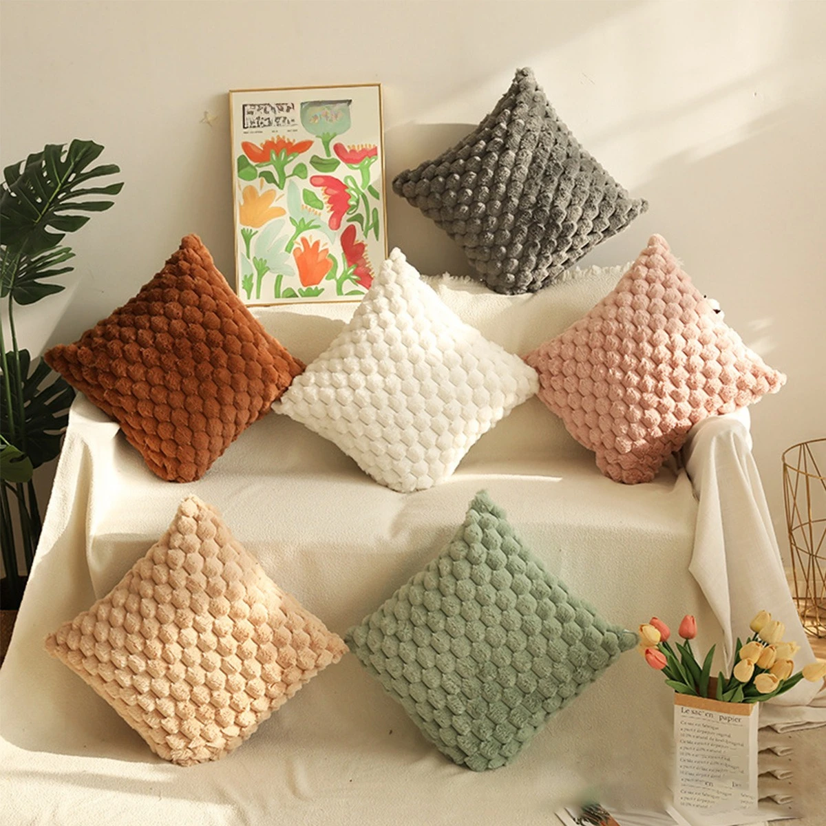 2PCS Pineapple Pattern 3D Soft Plush Pillowcase, Suitable for Bedroom Headboard and Bedroom Decoration  Pillow Covers Decorative