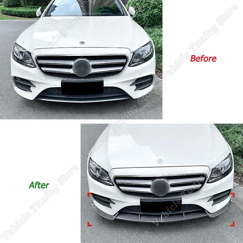 Car Front Bumper Lip Front Shovel Exterior Canard Splitter For Mercedes Benz E Class W213 E260 E300 E43 AMG 2016-2020 ABS