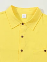 Chemise à manches longues en coton et chanvre pour hommes, ample et décontractée, avec col de poche, nouvelle collection automne 2025 4