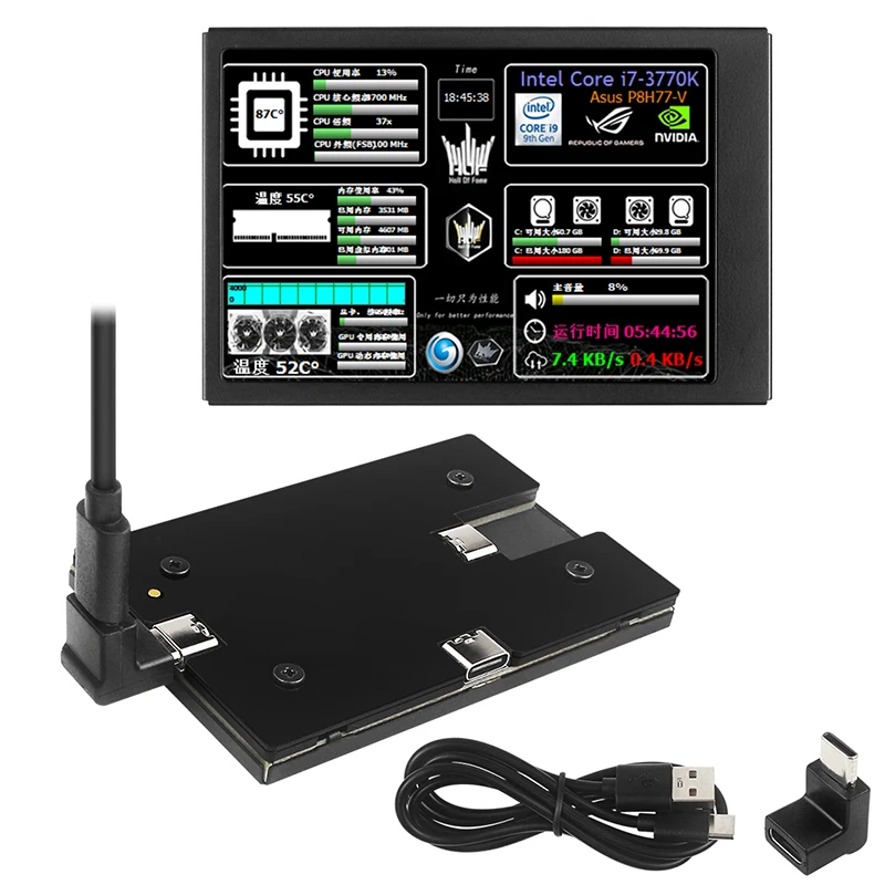 Usb Tipo-c Ips Tela Secundária Aida64 Lcd Cpu Gpu Monitoramento de Ram Display Sub-screen para Computador Laptop 35 - Imagem 4