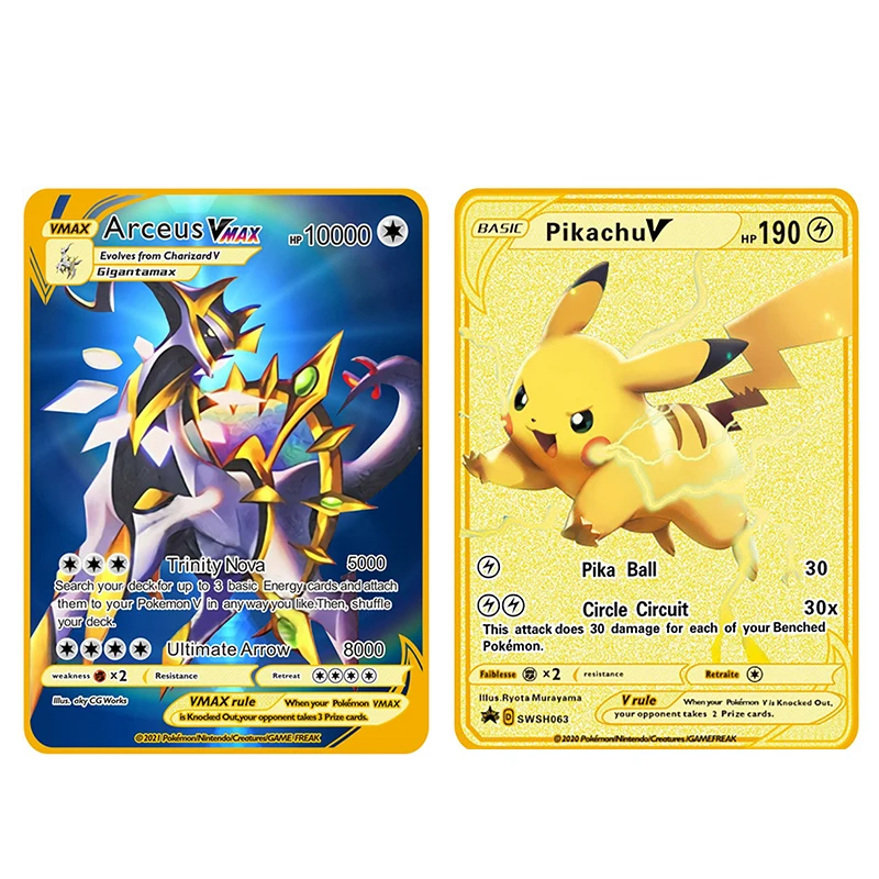 Pokémon Metal Gold Collection Cards, Mewtwo, Mew, V, Pikachu, Vmax, Arceus,  Charizard, Inglês, Vstar Jogo, Brinquedos Infantis, Presentes DIY, Novo -  AliExpress