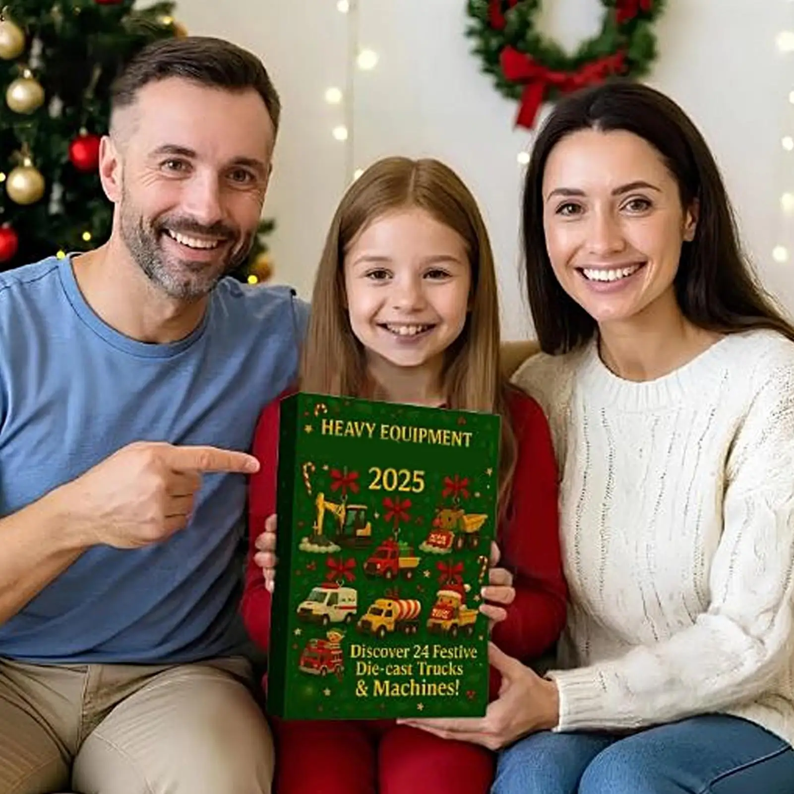 2025 Christmas Countdown Calendar Toys Advent Countdown Calendar with 24 Truck Ornament Toys 2D Acrylic Collectible Pendants