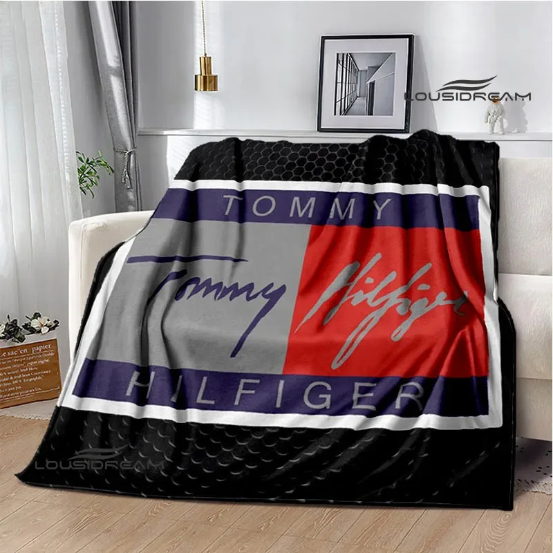 T-Tommy-hilfiger logo printed blanket Warm blanket Flange blanket Soft and comfortable blanket Home travel blanket birthday gift