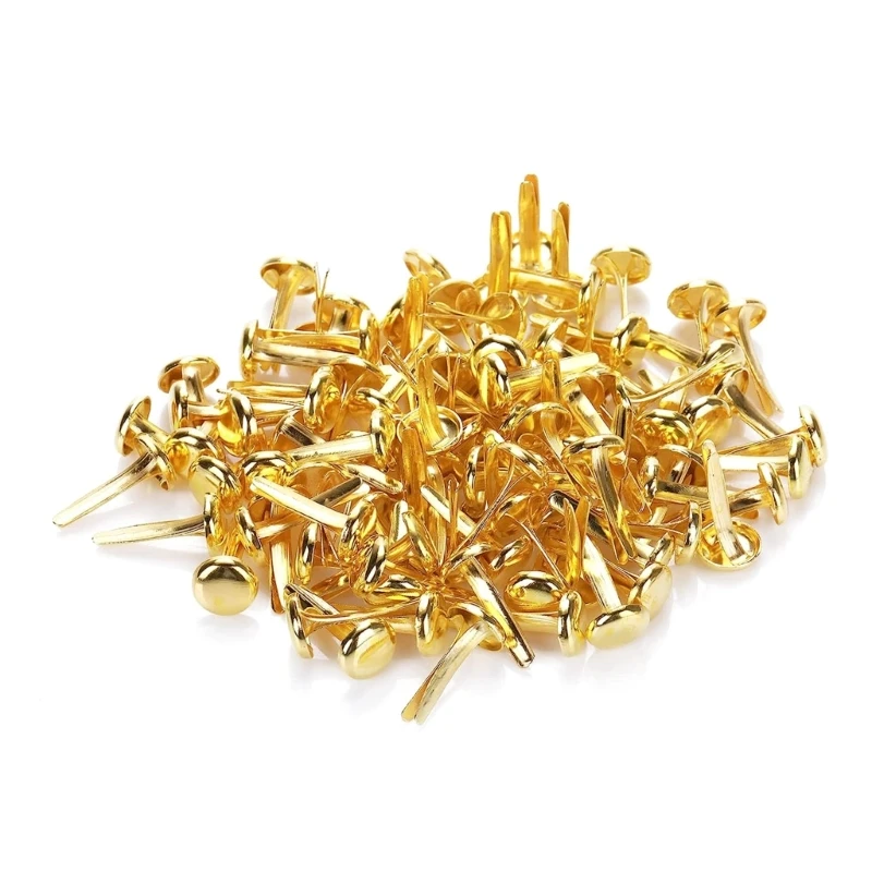 

Gold Paper Fasteners Mini Brads Pattern Clips Round Head Clips for School Office