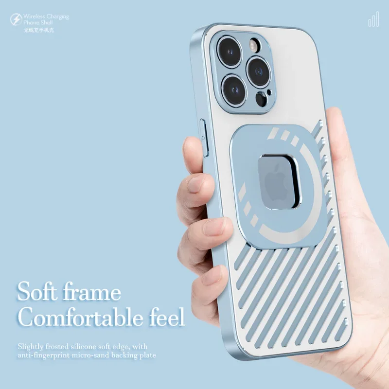 Soft Frame Aluminum Metal Case For iPhone 14 Pro Max 14 Plus Anti-fall Shockproof Protective Cover Magnetic Wireless Charging