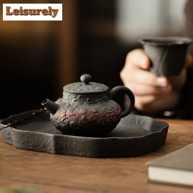 Old Rock Mud Antique Teapot Antique Tea Infuser Pot Tea Soaking Kettle With Filter Tieguanyin Tableware Accessories Decoration