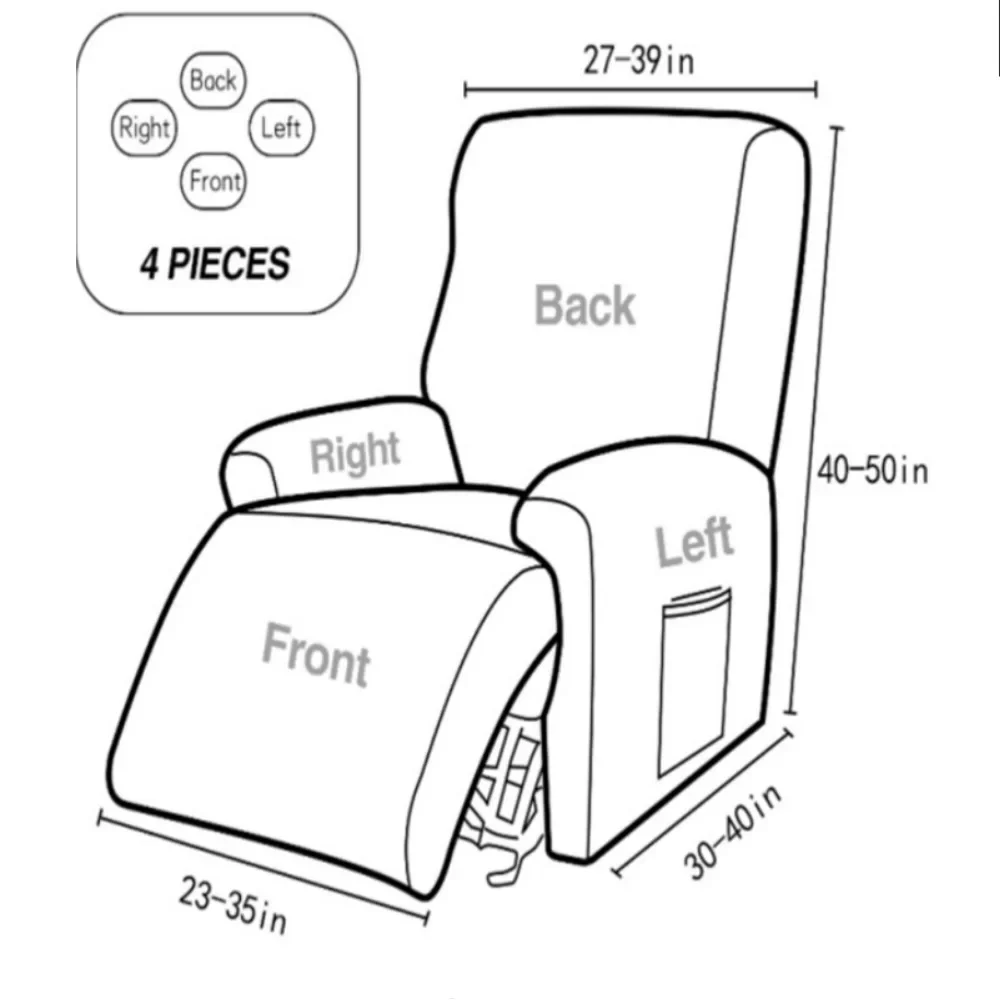 1 Seater Anti-dirty Armchair Sofa Protector 4Pcs Split Recliner Sofa Cover Stretch Relax  Chair Cover Living Room 5