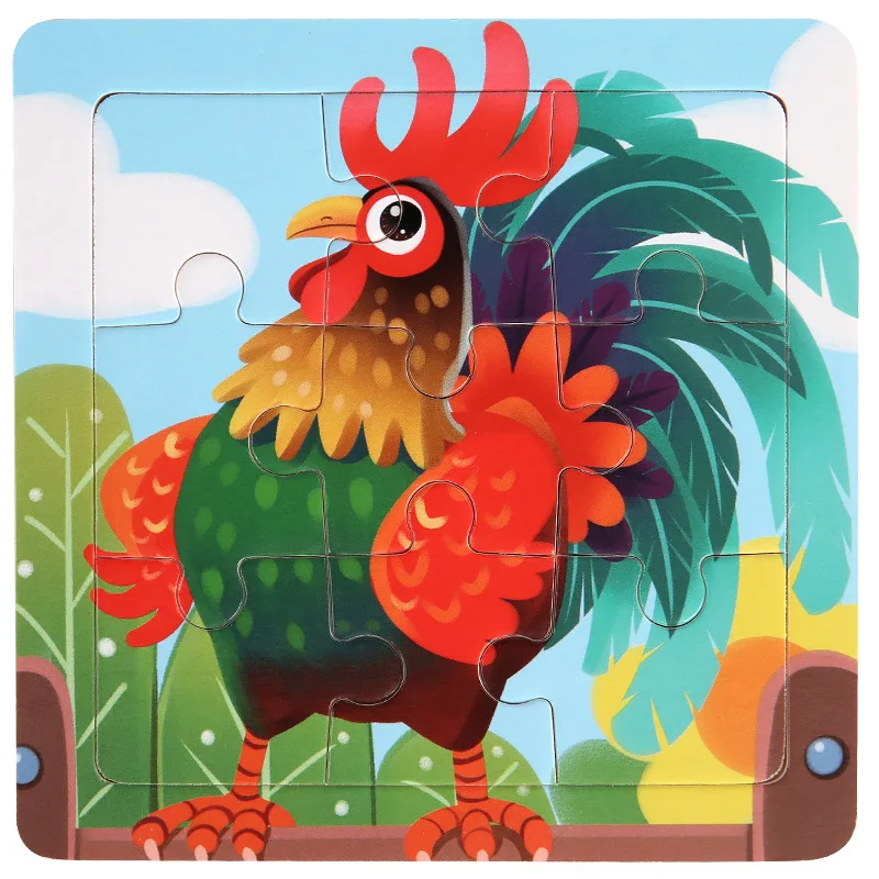 Children's Educational Wooden 3D Puzzle - Cartoon Animal & Traffic Themed