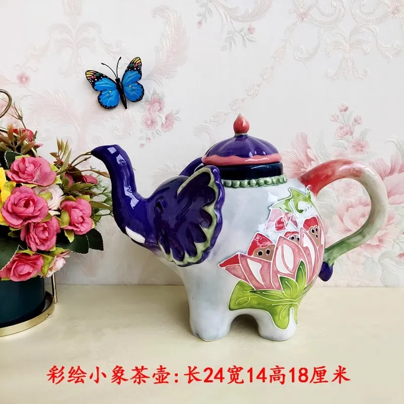 

Винтажный керамический чайник со скульптурным слоном, кофейник, подарки на свадьбу, поделки, украшение комнаты, фарфоровый чайник с фигуркой