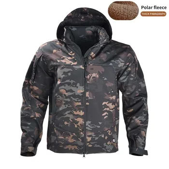Abbigliamento tattico invernale Giacca in pile mimetico da uomo autunno Softair Abbigliamento da trekking Cappotto multicam Giacca a vento da campeggio maschile 1