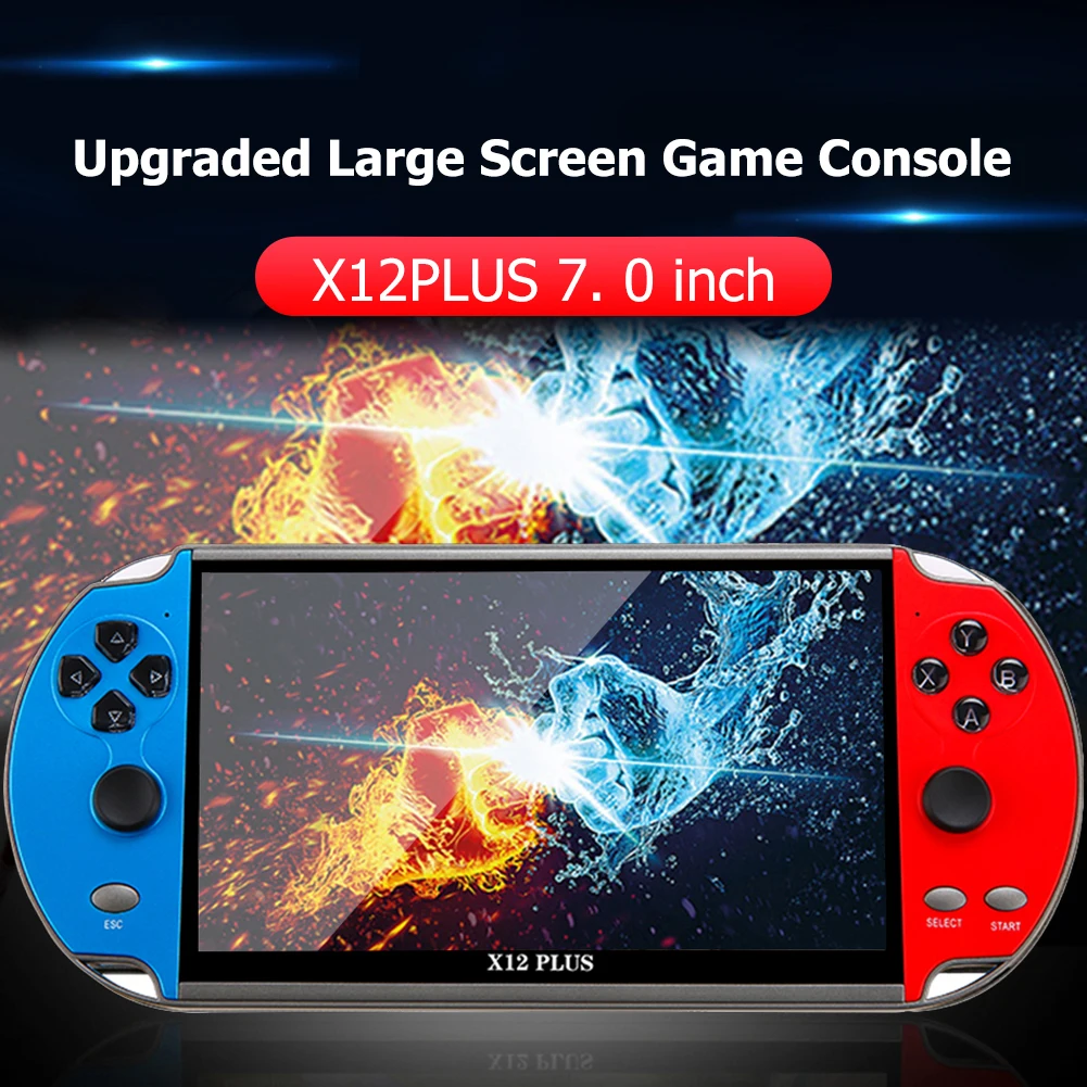 X12 PLUS 휴대용 게임 콘솔, 7.1 인치 HD 스크린, 휴대용 비디오 플레이어, 클래식 무료 게임 콘솔 내장