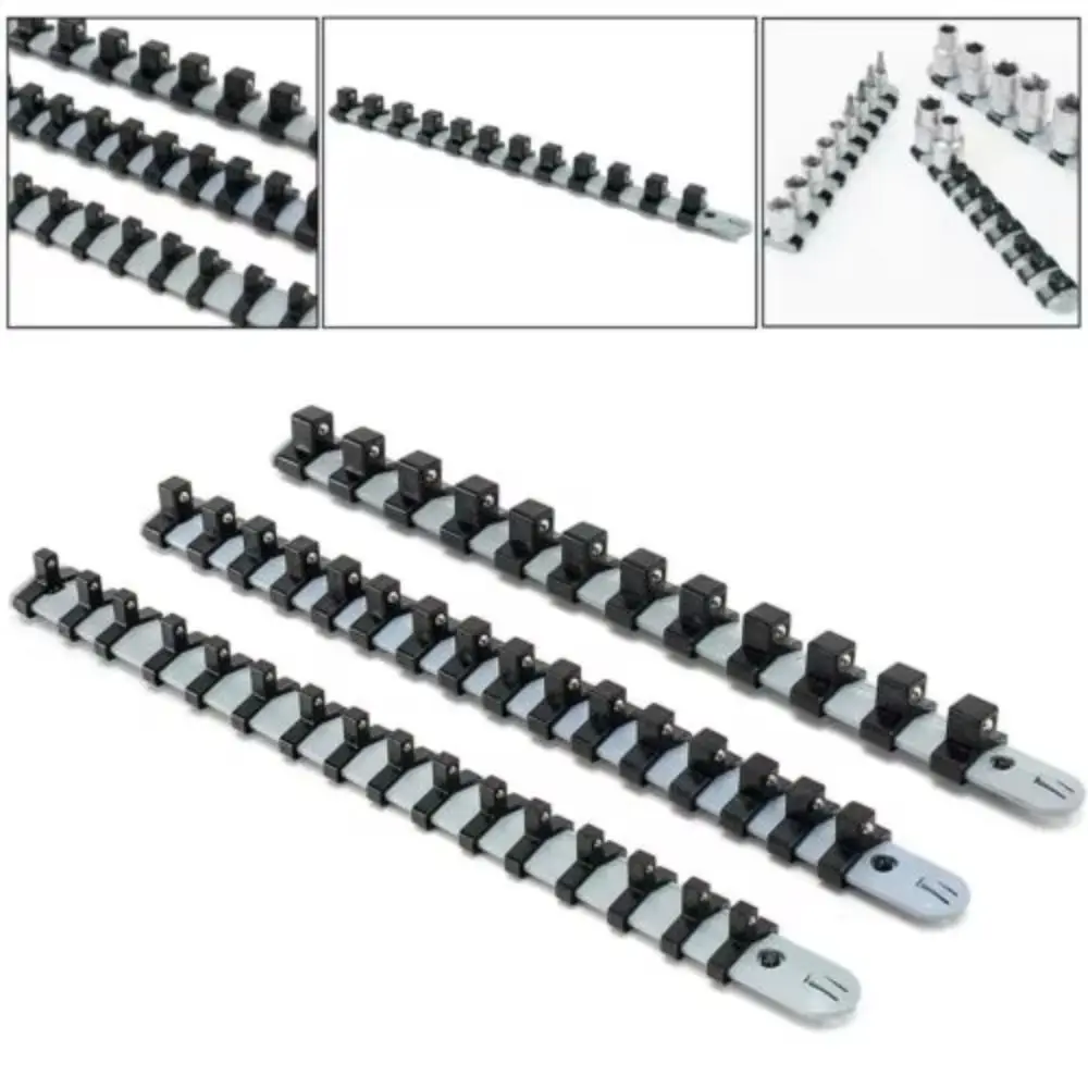 350mm Length Socket Storage Rack 1/4in Size 1/2in Size Socket Rail Plastic Material 3/8in Size Hand Tool Storage Bracket