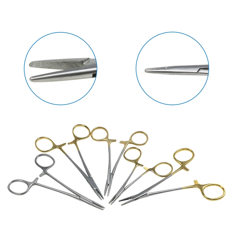 

1pcs Needle Holder with Locking Buckle Golden Handle Stainless Steel Surgical Instrument