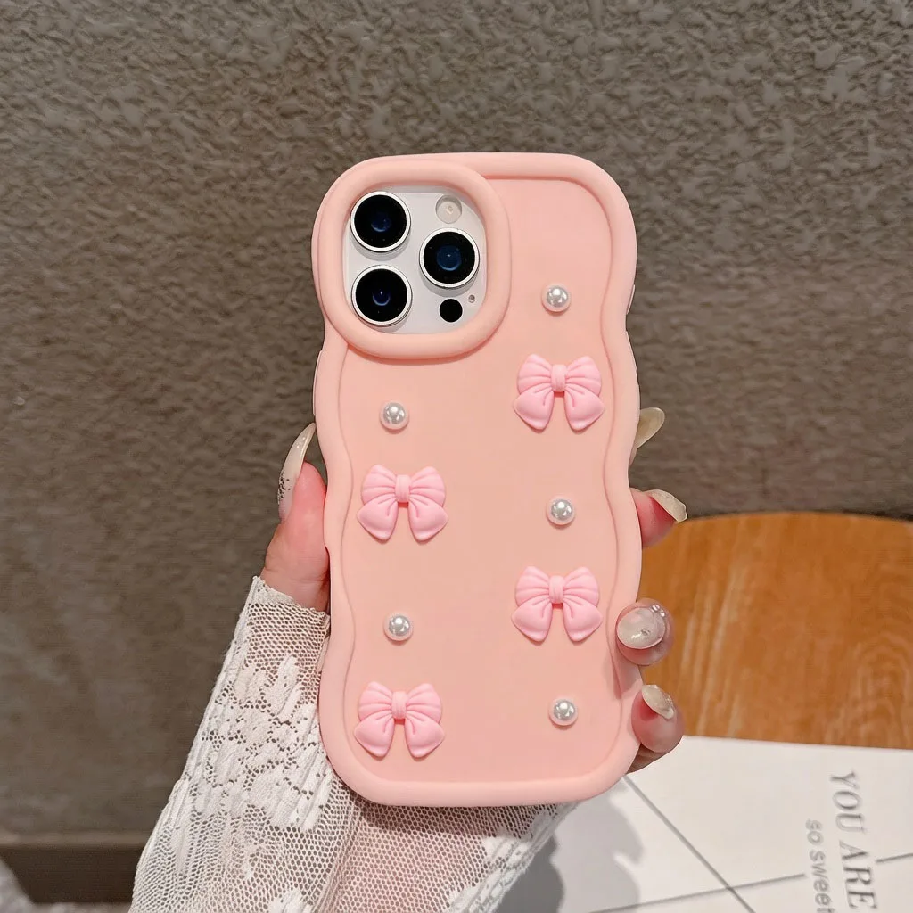 Bow Tie Pearl Candy Waves Soft Phone Case Cover