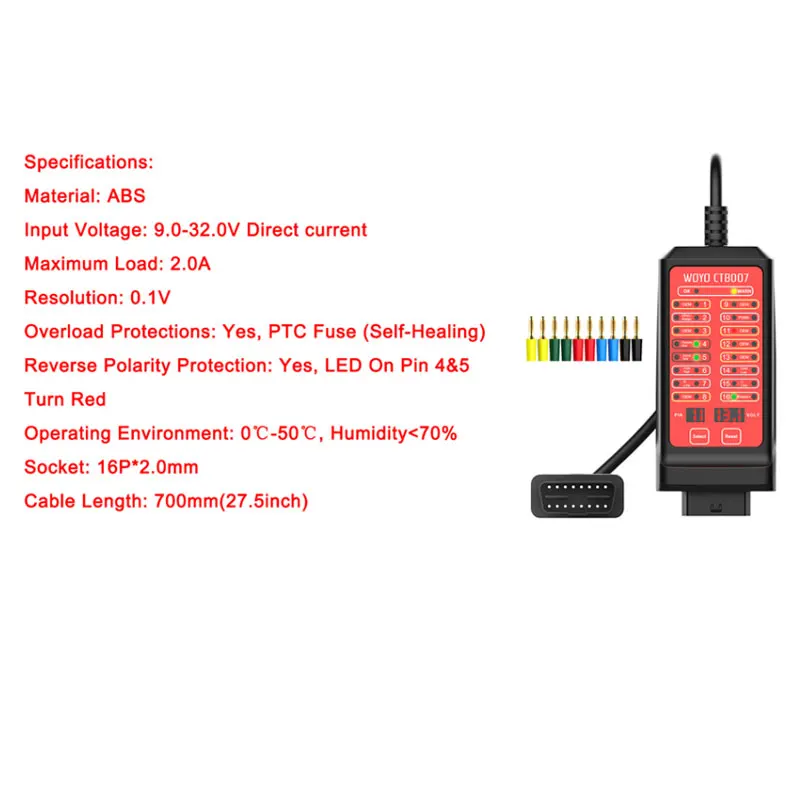 WOYO 12V 24V CAN Tester 16 Pin Break Out Box Detection CAN Bus Circuit Tester Vehicle Diagnosis On-Board Diagnostics