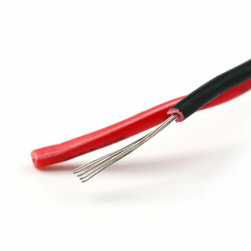 16 18 20 22 24 26 AWG 2Pins Copper Wire  DIY LED Lamp Connector Red & Black Flat Ribbon Cable 300V 80C