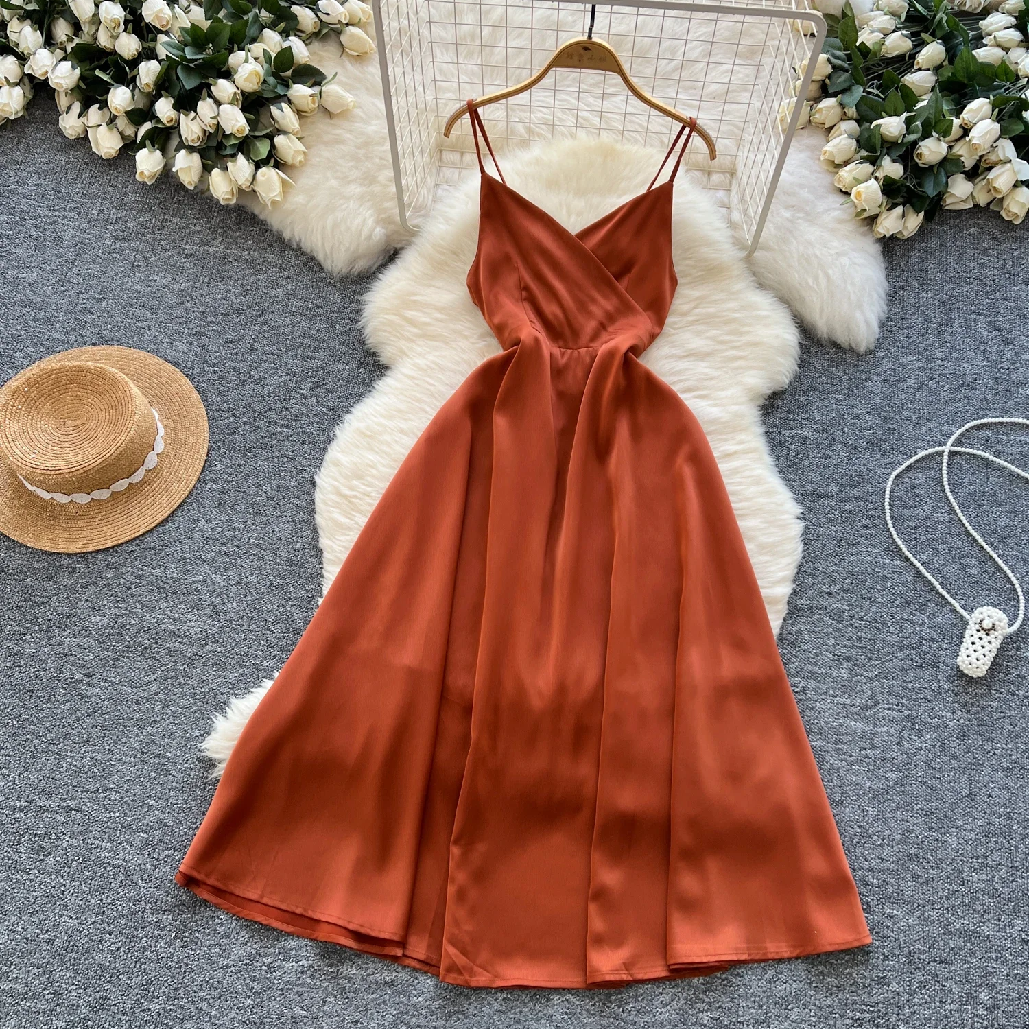 Elegant Sleeveless Vintage Criss-Cross V-neck Chic Satin Fashion Sexy Backless Bandage Slim French High Street Straps Dresses - AliExpress 200000345 Elegant Sleeveless Vintage Criss-Cross V-neck Chic Satin Fashion Sexy Backless Bandage Slim French High Street Straps Dresses - AliExpress 200000345