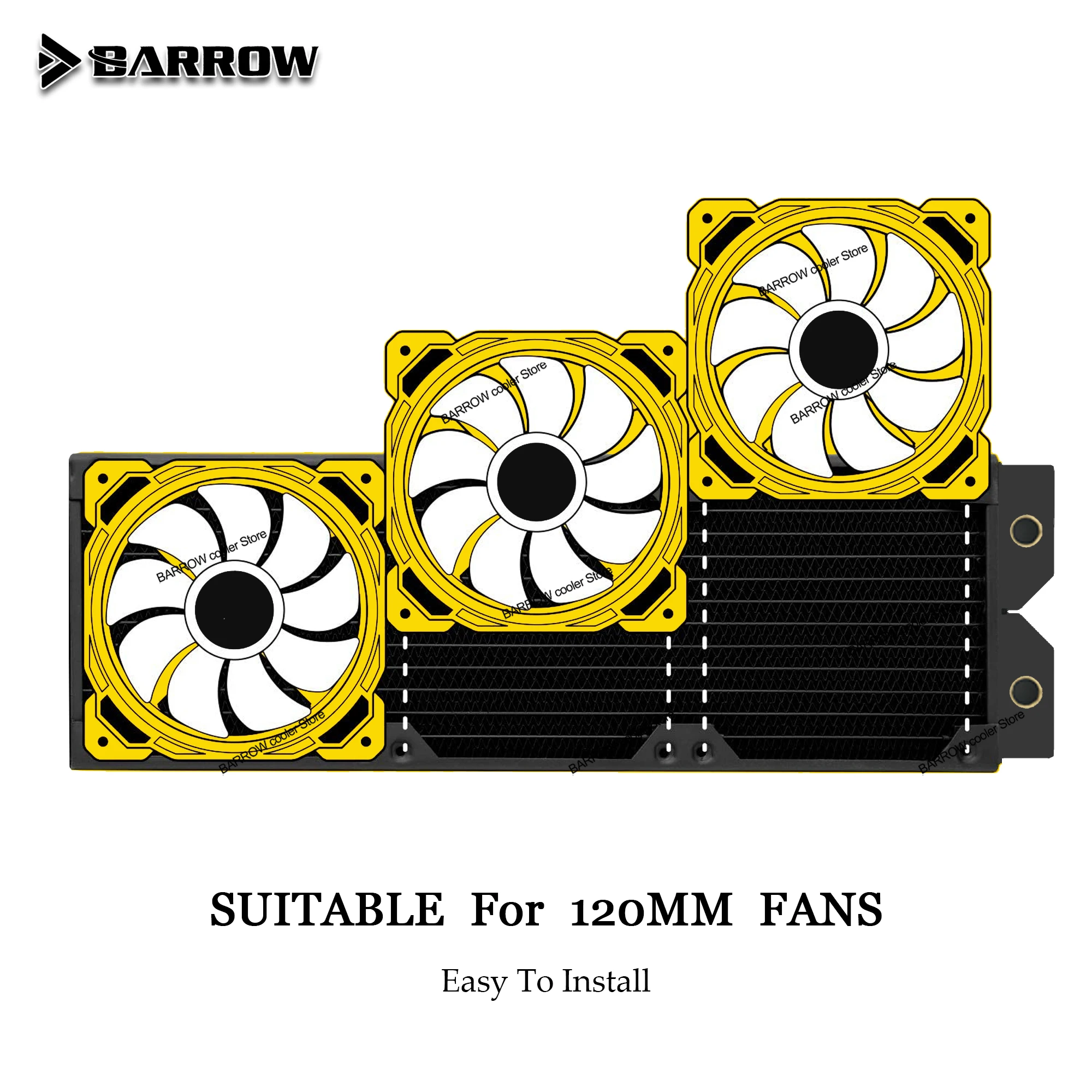 Barrow-radiador de Refrigeração a Água Cobre 20 mm de Espessura g1 Polegada Rosca Branco Preto 12cm Ventilador 240 360 mm 20 mm - Imagem 3