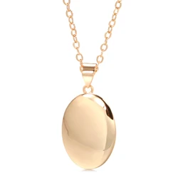 Elegant Oval Geometric Pendant Necklace in Rose Gold - Minimalist Fine Jewelry Accessory (585 Gold Color)