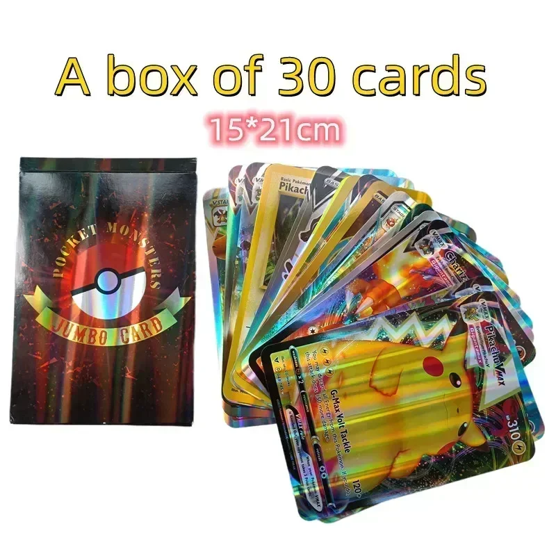 

Карты Pokemon, большие размеры 12,5*17,5 см/15*21 см, блестящие Vstar Vmax GX Charizard Arceus Anime Pikachu, детская коллекция, подарок на день рождения