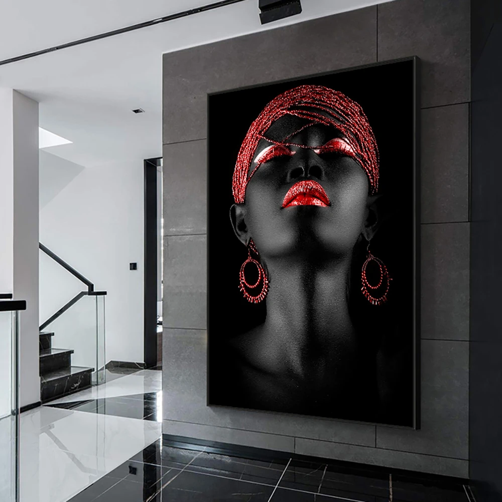Contemplator Black African Nude Woman Oil Painting on Canvas Posters