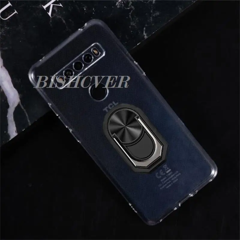 For TCL 10 SE T766H_EEA T766U T766A T766J 10 SE 6.52'' Back Ring Holder Bracket Phone Case Smartphone TPU Soft Silicone Cover