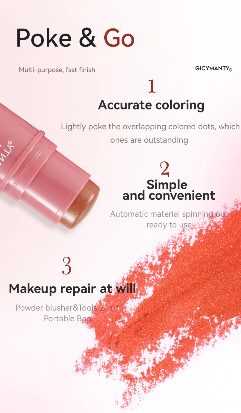 Description Picture 3 of itemPowder Blusher Cream Highlights Natural Monochrome Matte Brightening Cosmetic Pencil Waterproof And Long-lasting Makeup
