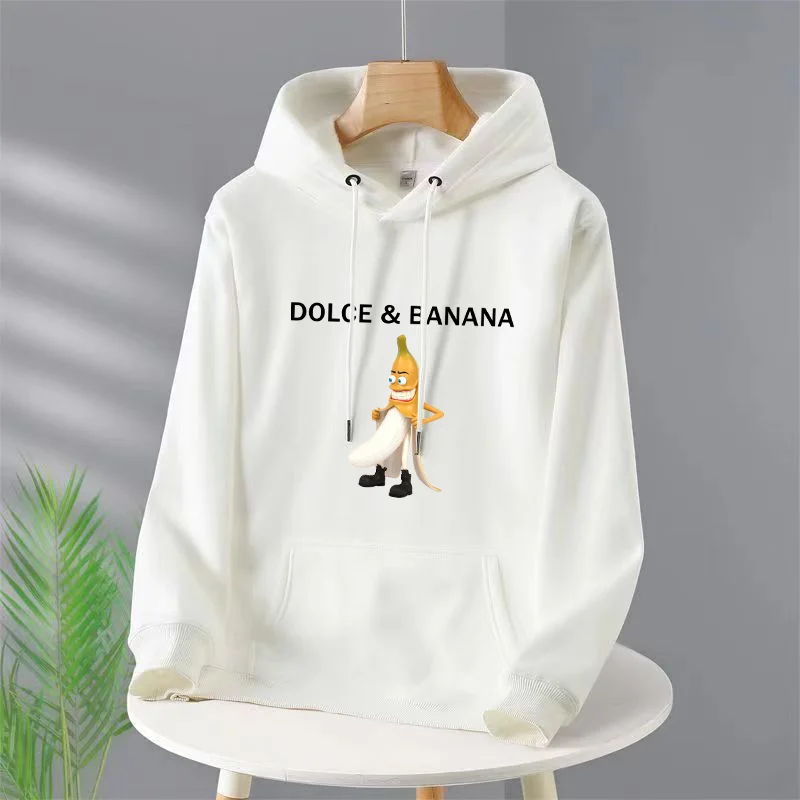 

Cute Dolce & Banana Printed Men Hoodie Loose Casual Clothing Fashion Warm Fleece Hoodies Personality Street Hip Hop Sweatshirt